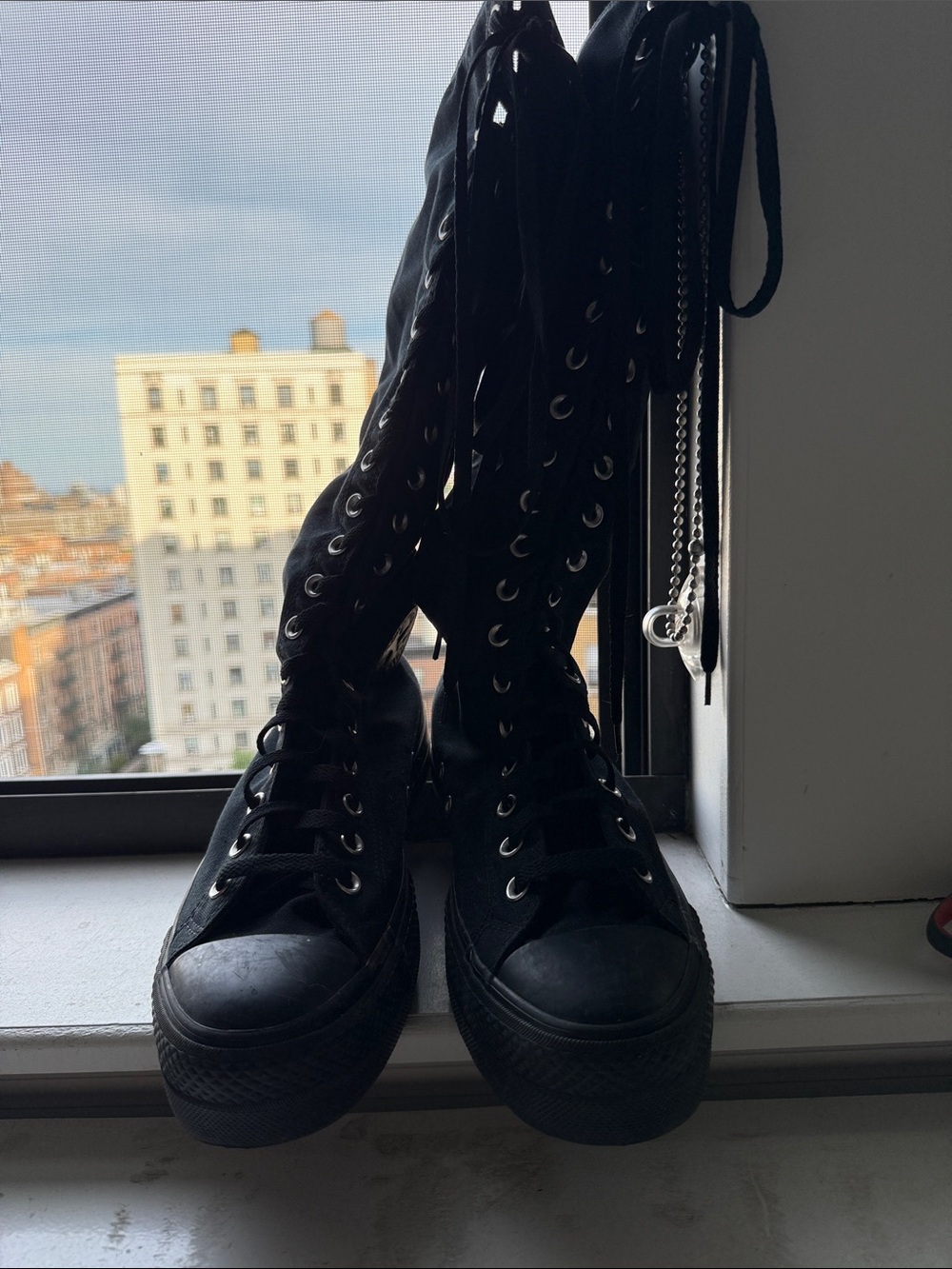 Converse Black Lace-Up Platform High-Top Women's Boots